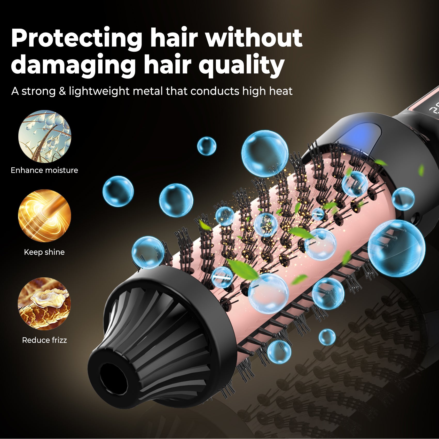 Heated Styling Brush 3-in-1 Ionic Hair Curler/Straightener with Anti-Scald Electric Curl Wand Curling Iron Hair Styling Tools