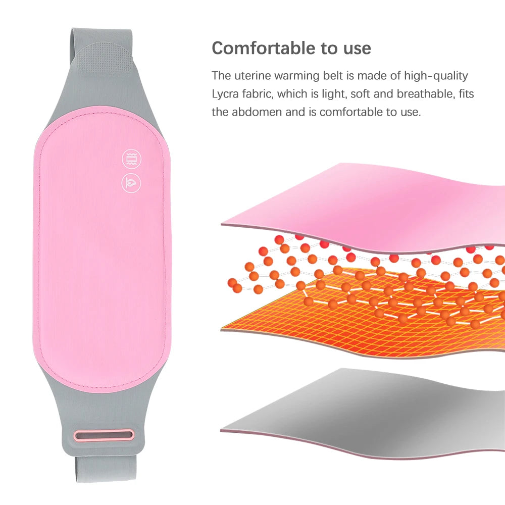 Electric Period Cramp Massager Menstrual Relief Heating Pad Rechargeable Abdominal Vibration Massage Smart Timming Palace Belt