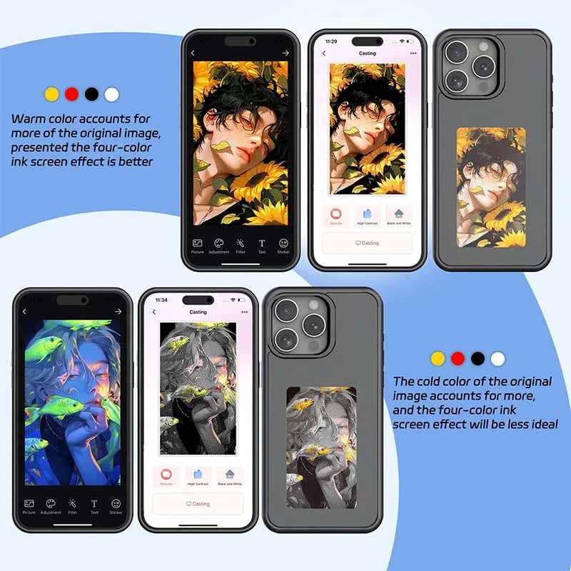 New-tech NFC Function Phone Case For Iphone 16 Pro Max 15 14 13 DIY Case E Ink Screen Phone Cover Maquillaje Funda Battery Free
