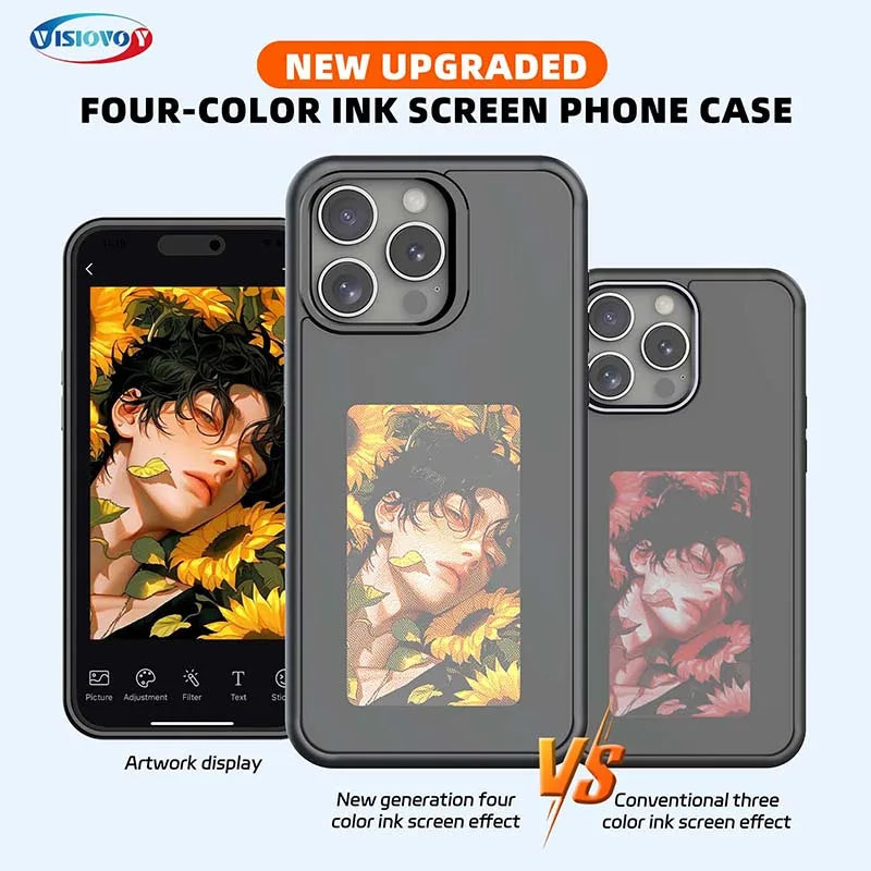 New-tech NFC Function Phone Case For Iphone 16 Pro Max 15 14 13 DIY Case E Ink Screen Phone Cover Maquillaje Funda Battery Free