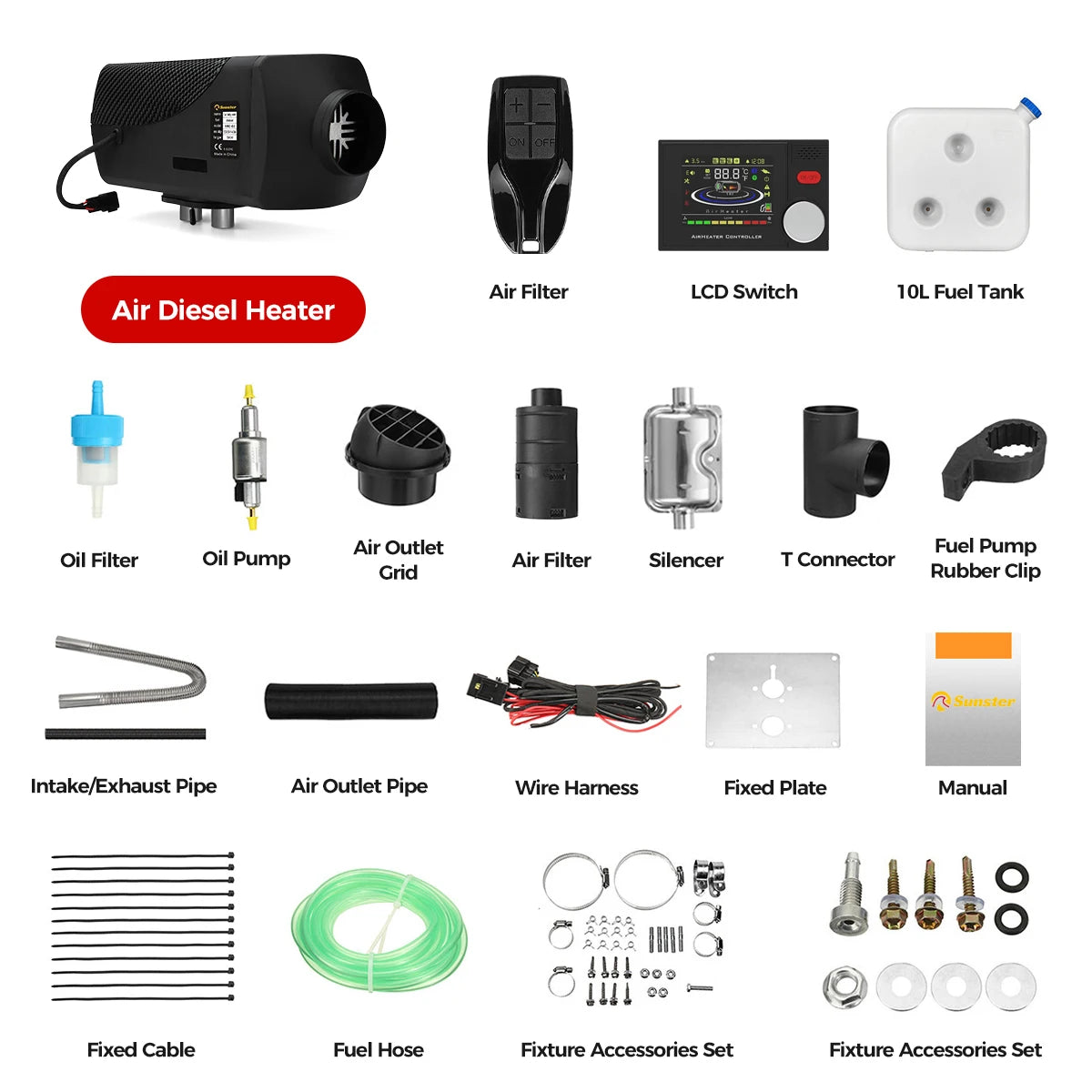 Sunster Car Heater 8KW Diesel Air Heater 12/24V Ultra Silent &Bluetooth APP Truck Boat Bus RV Trailer Air Diesel Parking Heater