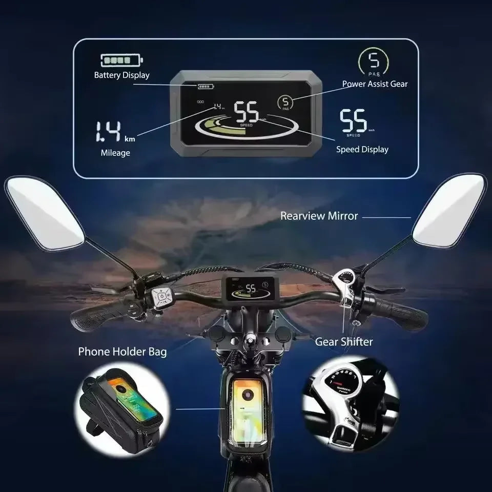 Electric bicycle Q20 2000W dual Motor 52V40Ah lithium Battery adult Electric Bicycle Mountain off-road 20inch Fat Tire E-bike