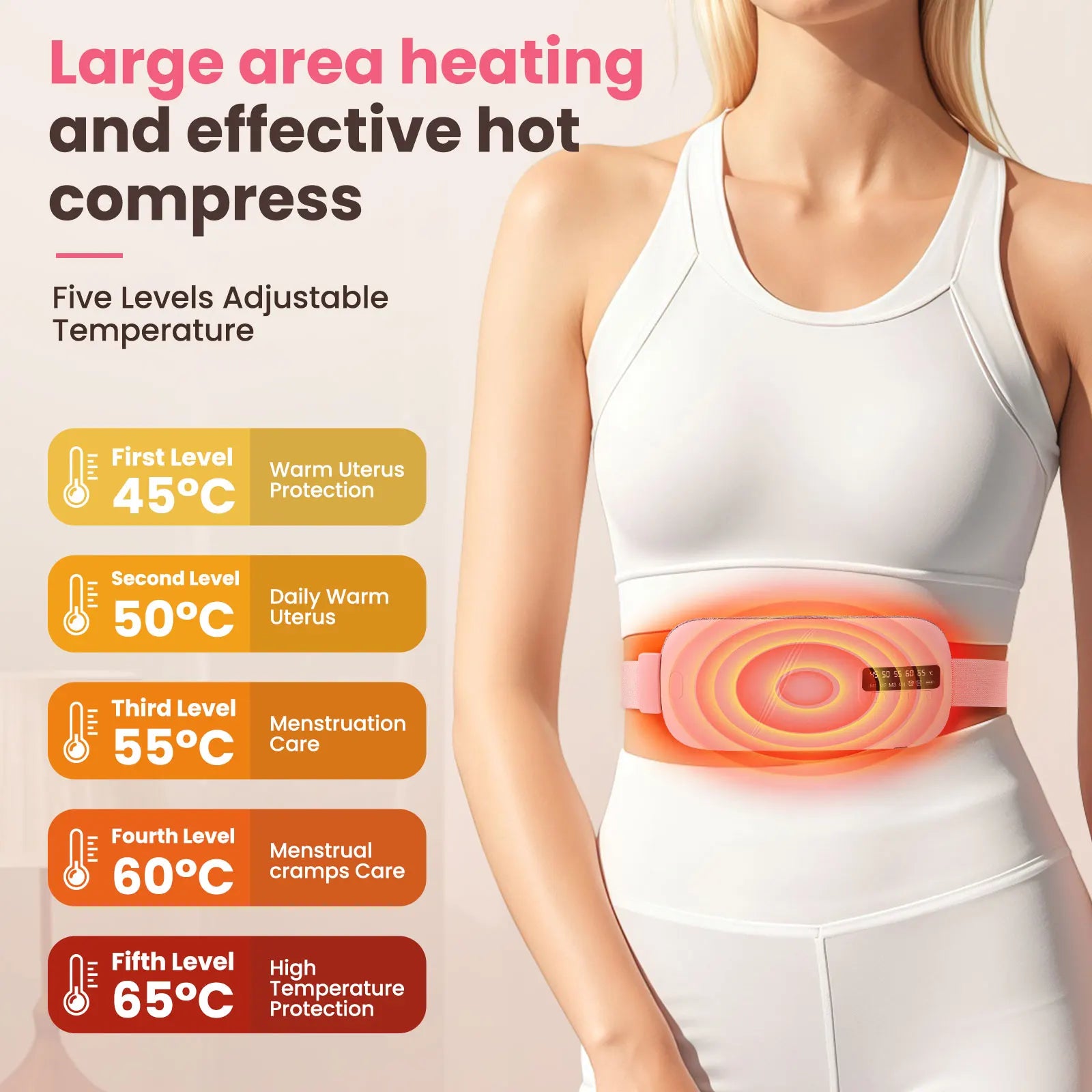 Electric Heating Waist Massage Belt for Period Cramp Relief, Menstrual Heating Pad Warm Palace Belt Period Heating Belt