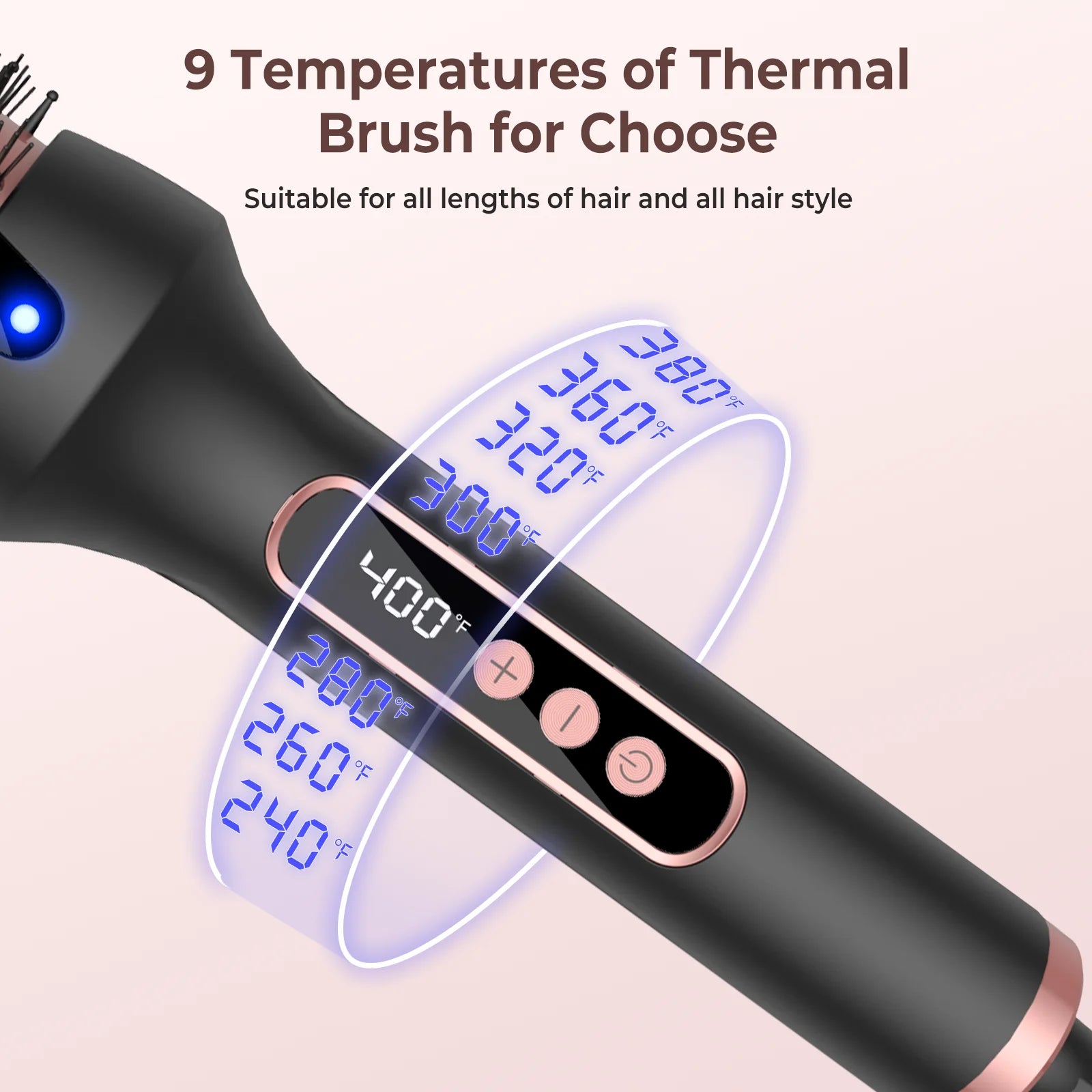 Heated Styling Brush 3-in-1 Ionic Hair Curler/Straightener with Anti-Scald Electric Curl Wand Curling Iron Hair Styling Tools