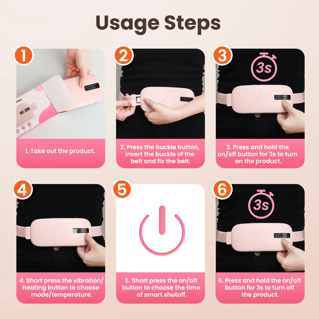 Electric Heating Waist Massage Belt for Period Cramp Relief, Menstrual Heating Pad Warm Palace Belt Period Heating Belt