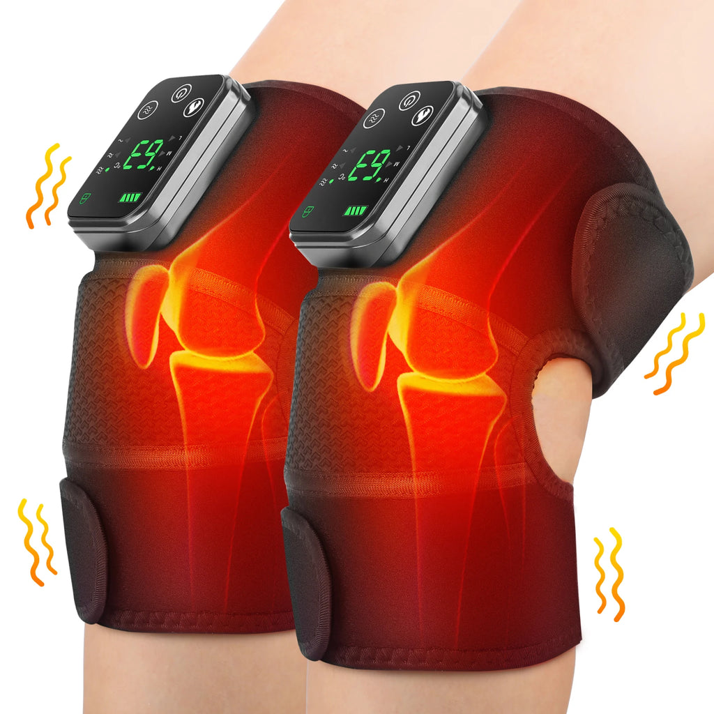 Thermal Knee Massager 3 in 1 Shoulder Knee Elbow Heating Massage Support Brace Rechargeable Vibration Pad Arthritis Muscle Relax