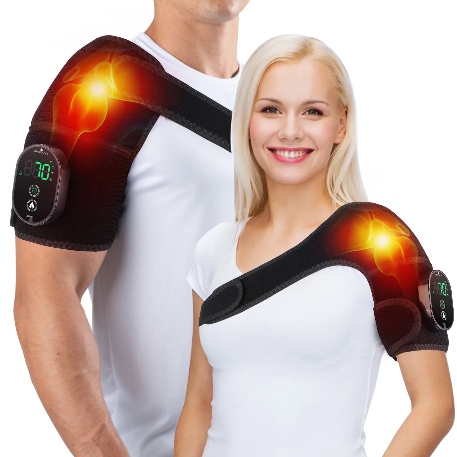 Thermal Knee Massager 3 in 1 Shoulder Knee Elbow Heating Massage Support Brace Rechargeable Vibration Pad Arthritis Muscle Relax