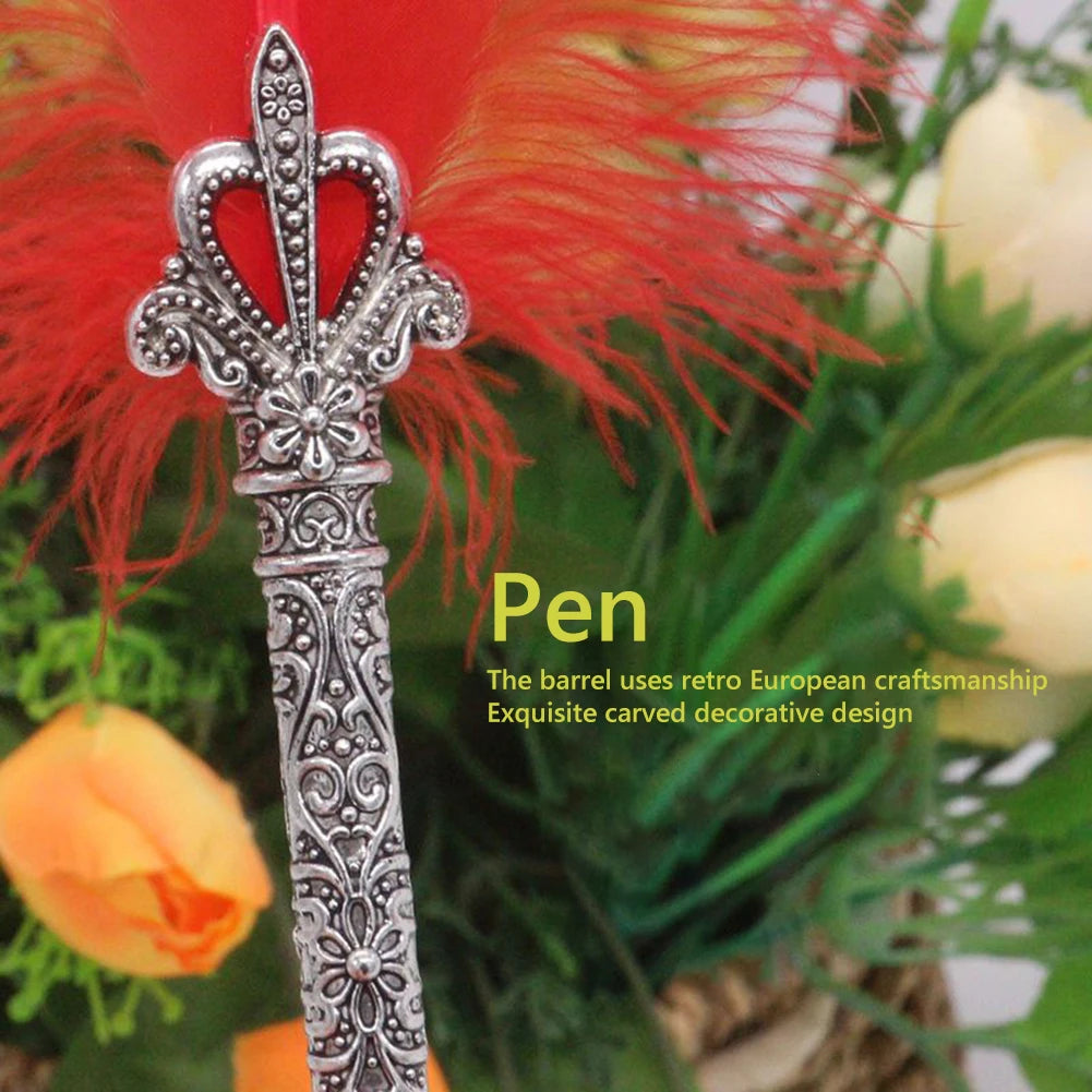 Retro Vintage Calligraphy Feather Dip Pen Fountain Pens Writing Ink Set Creative Stationery Quill Pen Art Supplies Crafts Gifts