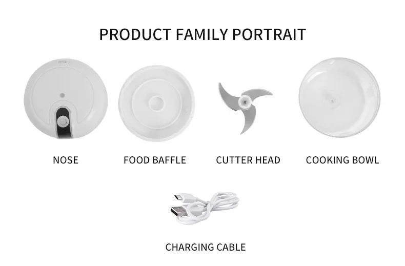 Electric Mini Garlic Vegetable Chopper Garlic Masher Portable Chopper Multi Function Meat Grinder Masher Machine  Usb Charging