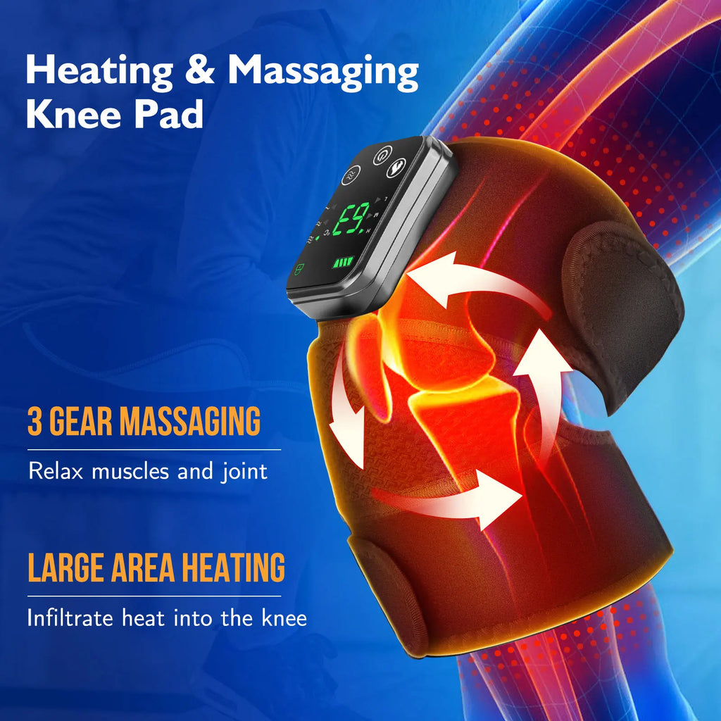 Thermal Knee Massager 3 in 1 Shoulder Knee Elbow Heating Massage Support Brace Rechargeable Vibration Pad Arthritis Muscle Relax
