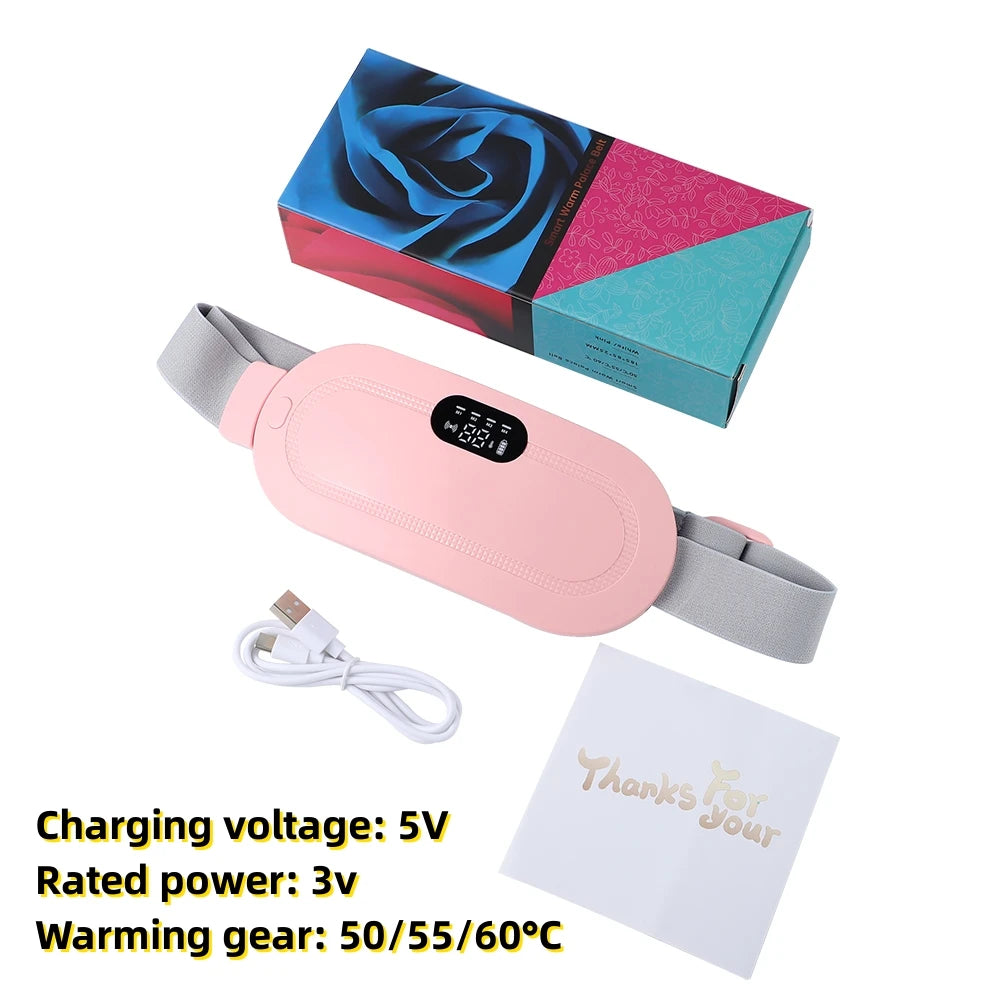 Electric Period Cramp Massager Menstrual Relief Heating Pad Rechargeable Abdominal Vibration Massage Smart Timming Palace Belt