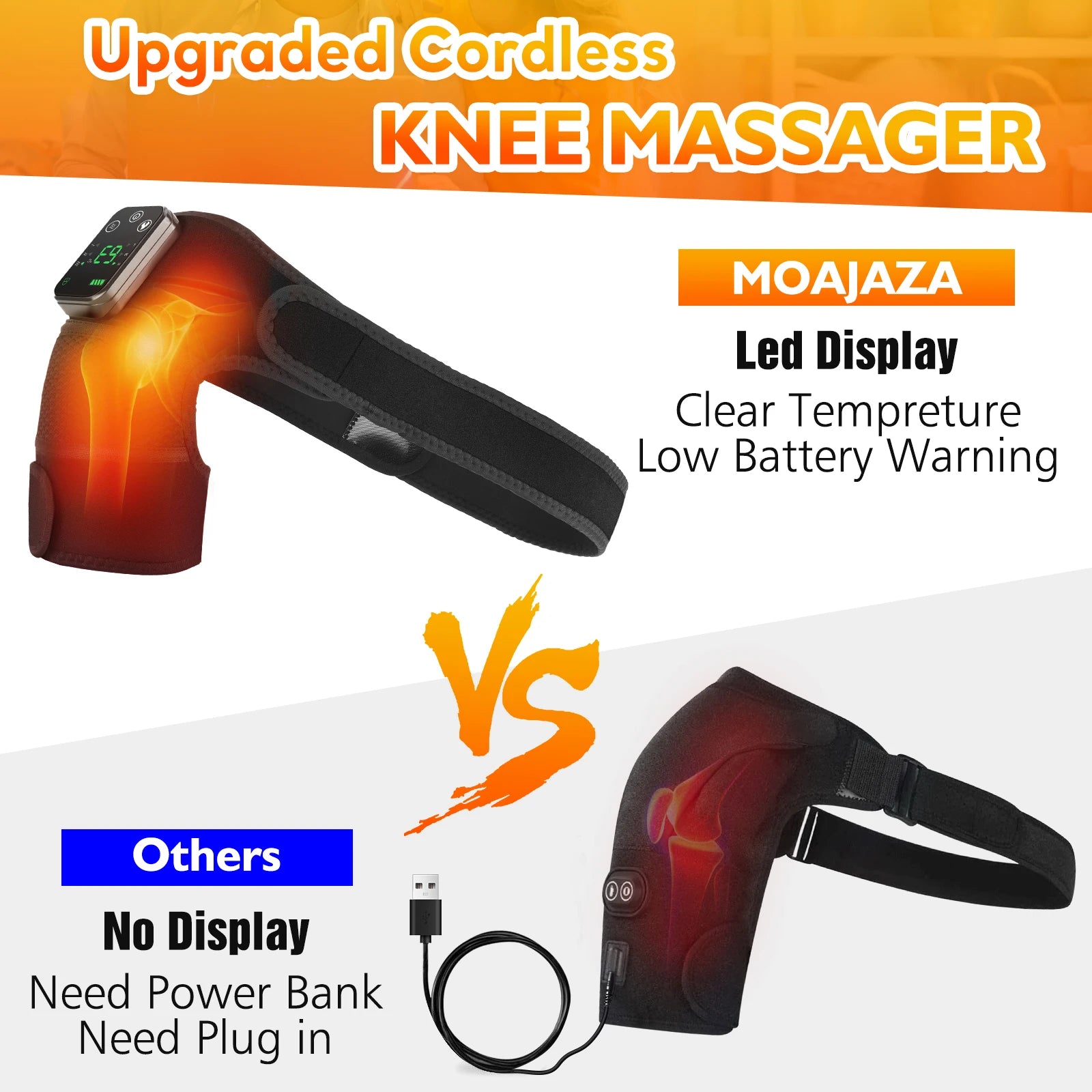 Thermal Knee Massager 3 in 1 Shoulder Knee Elbow Heating Massage Support Brace Rechargeable Vibration Pad Arthritis Muscle Relax