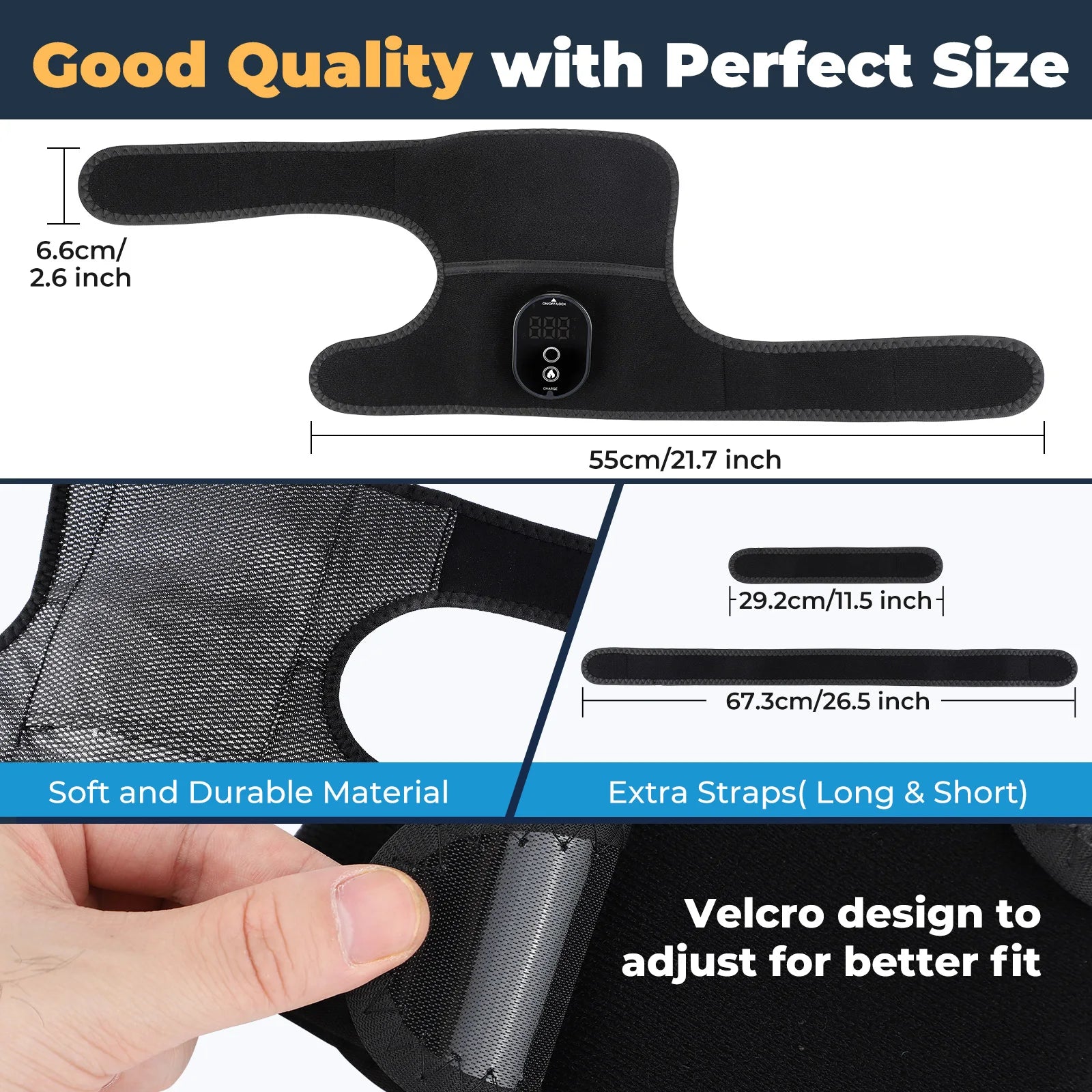 Thermal Knee Massager 3 in 1 Shoulder Knee Elbow Heating Massage Support Brace Rechargeable Vibration Pad Arthritis Muscle Relax