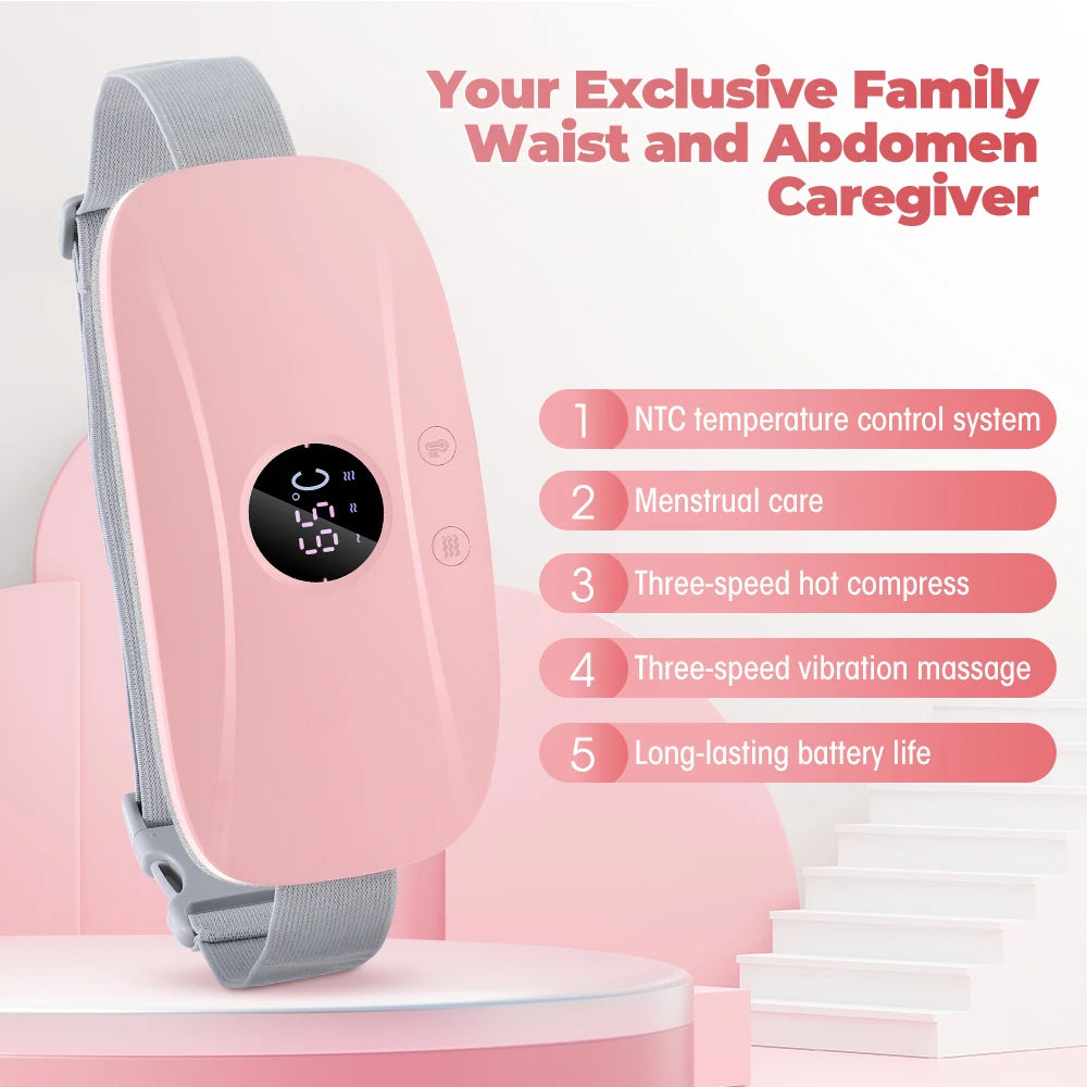 Electric Heating Waist Massage Belt Hot Compress Vibration Abdominal Menstrual Heating Pad Warm Palace Belt for Women Period