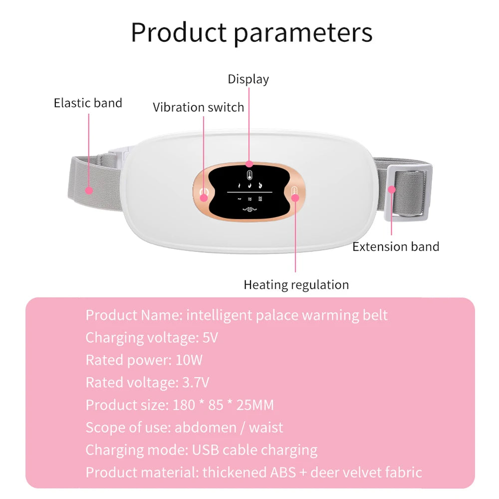Electric Heating Waist Massage Belt Hot Compress Vibration Abdominal Menstrual Heating Pad Warm Palace Belt for Women Period