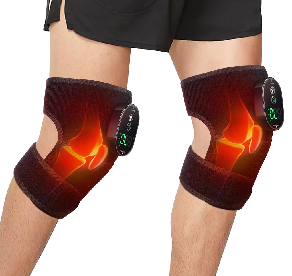 Thermal Knee Massager 3 in 1 Shoulder Knee Elbow Heating Massage Support Brace Rechargeable Vibration Pad Arthritis Muscle Relax