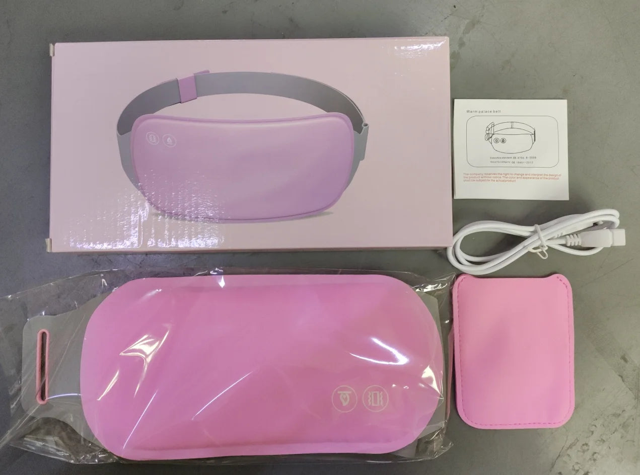 Electric Period Cramp Massager Menstrual Relief Heating Pad Rechargeable Abdominal Vibration Massage Smart Timming Palace Belt