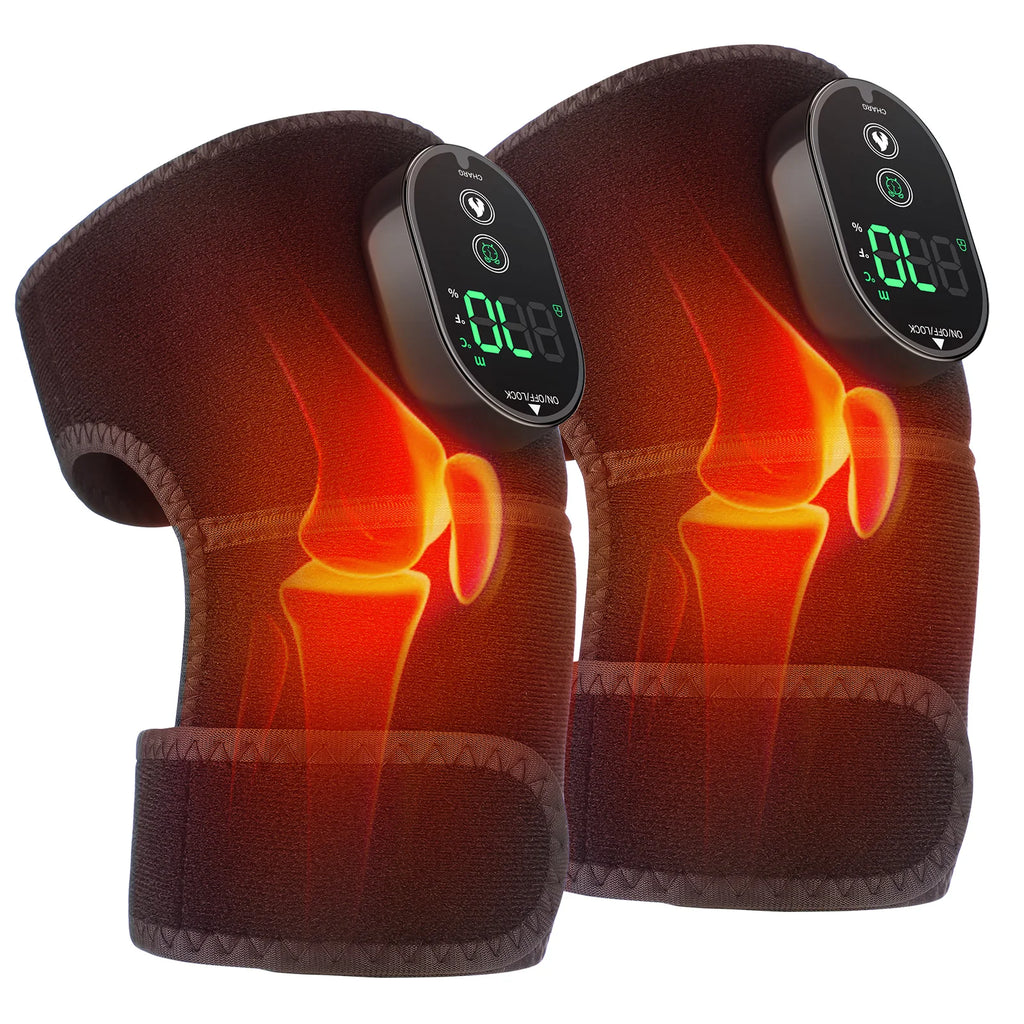 Thermal Knee Massager 3 in 1 Shoulder Knee Elbow Heating Massage Support Brace Rechargeable Vibration Pad Arthritis Muscle Relax