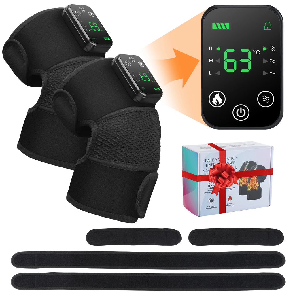 Thermal Knee Massager 3 in 1 Shoulder Knee Elbow Heating Massage Support Brace Rechargeable Vibration Pad Arthritis Muscle Relax