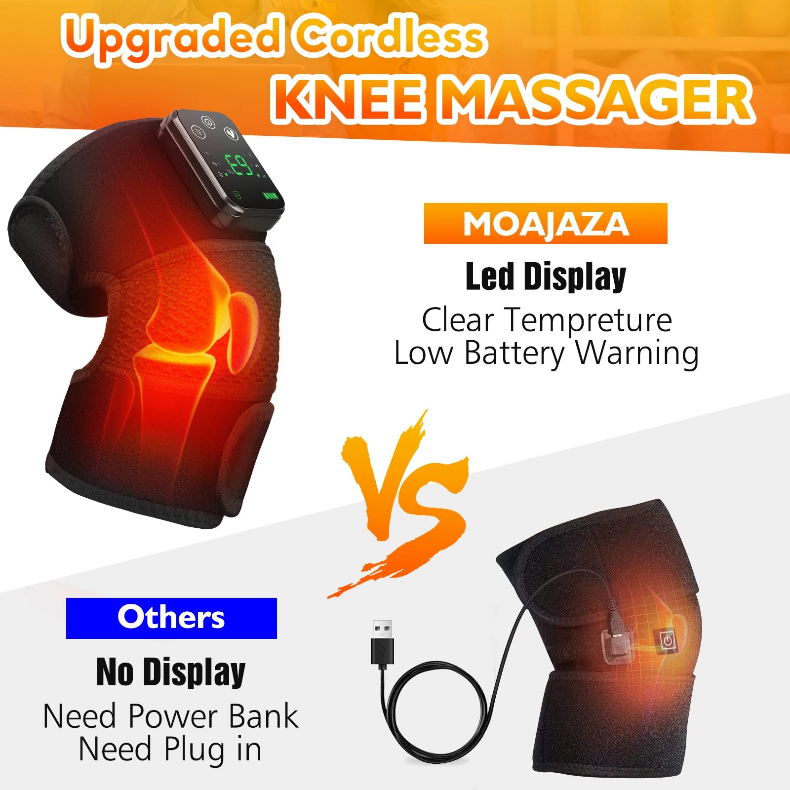 Thermal Knee Massager 3 in 1 Shoulder Knee Elbow Heating Massage Support Brace Rechargeable Vibration Pad Arthritis Muscle Relax