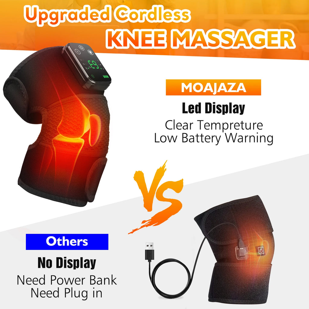 Thermal Knee Massager 3 in 1 Shoulder Knee Elbow Heating Massage Support Brace Rechargeable Vibration Pad Arthritis Muscle Relax