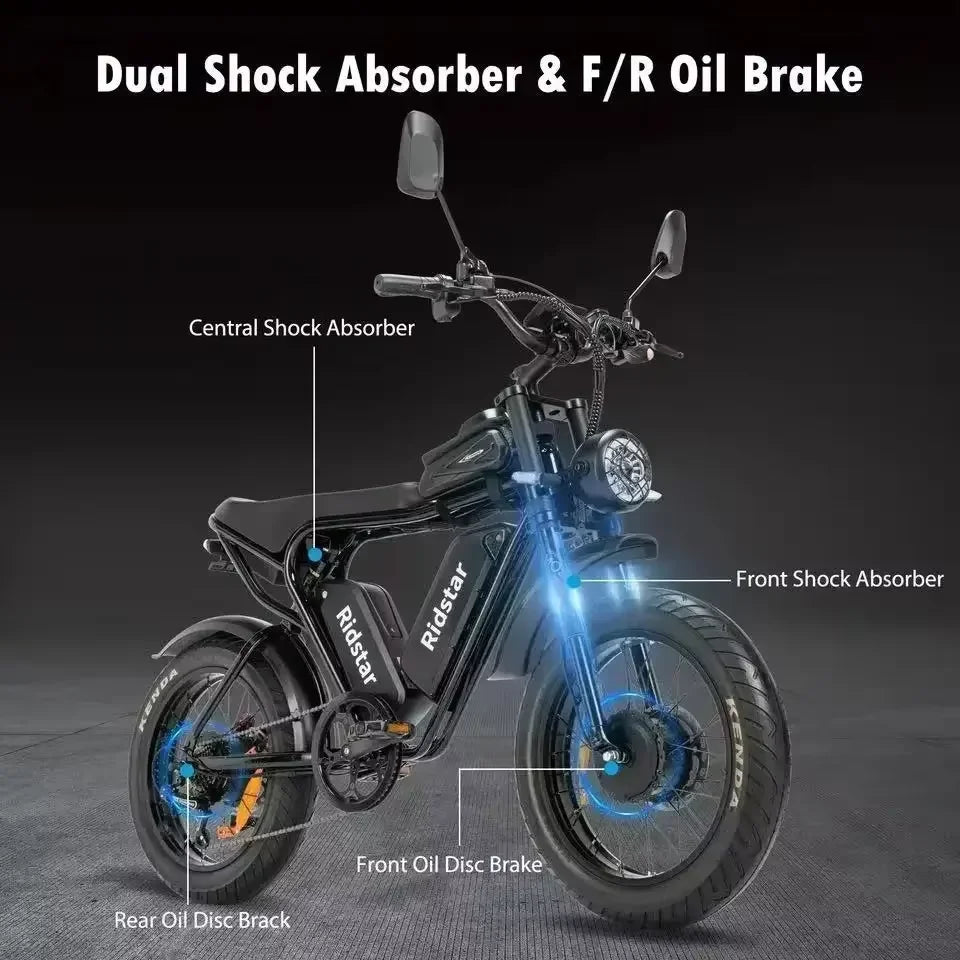Electric bicycle Q20 2000W dual Motor 52V40Ah lithium Battery adult Electric Bicycle Mountain off-road 20inch Fat Tire E-bike