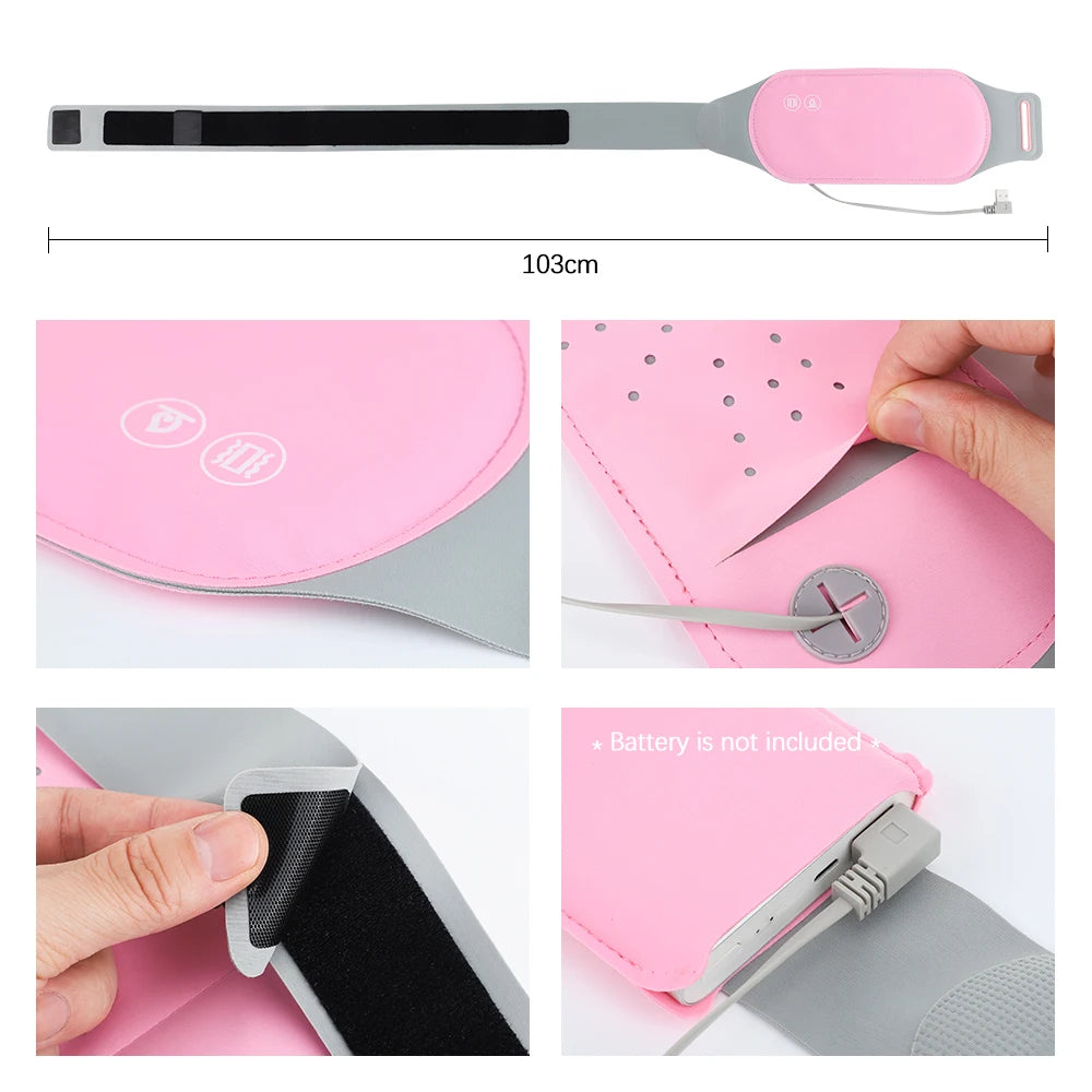 Electric Period Cramp Massager Menstrual Relief Heating Pad Rechargeable Abdominal Vibration Massage Smart Timming Palace Belt