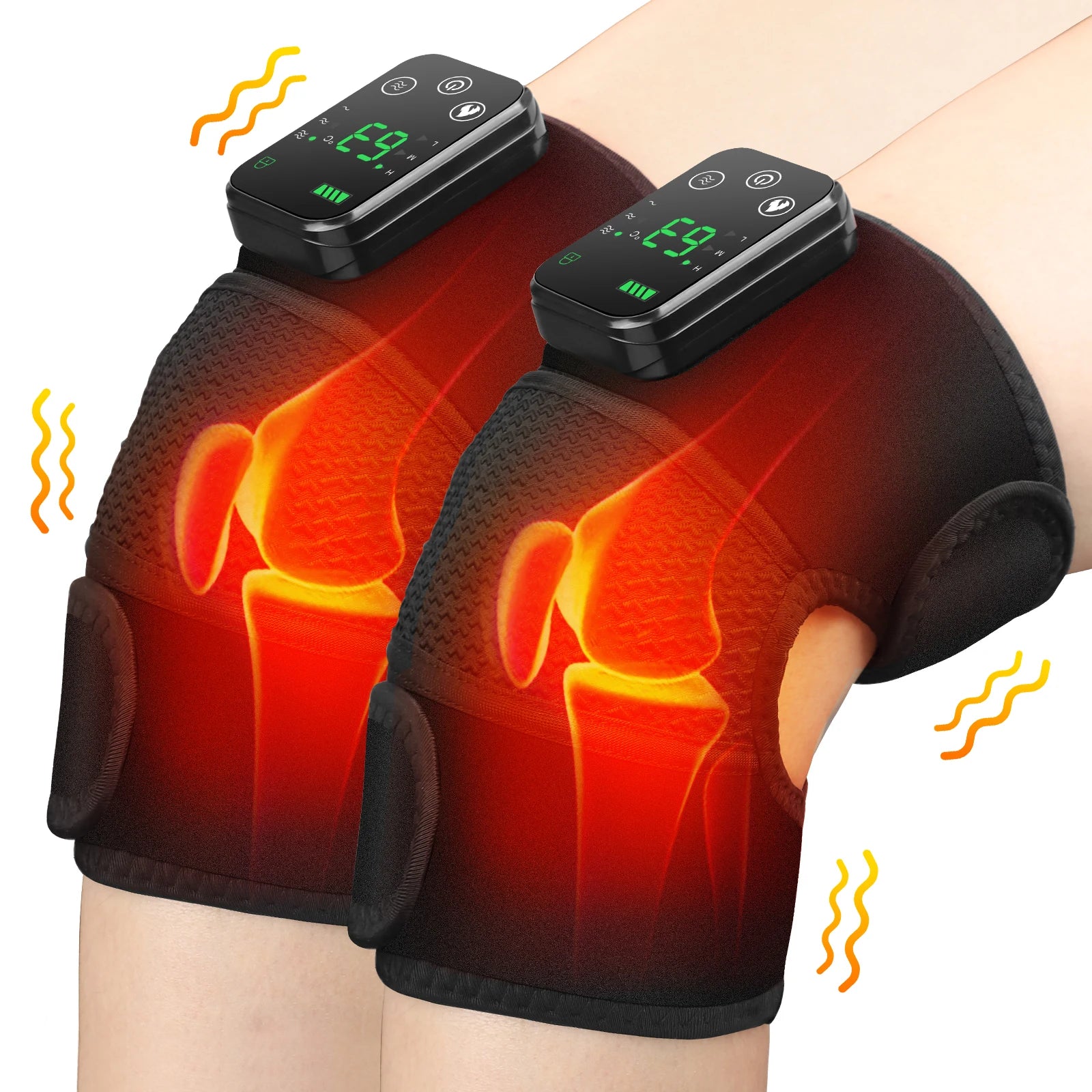 Thermal Knee Massager 3 in 1 Shoulder Knee Elbow Heating Massage Support Brace Rechargeable Vibration Pad Arthritis Muscle Relax