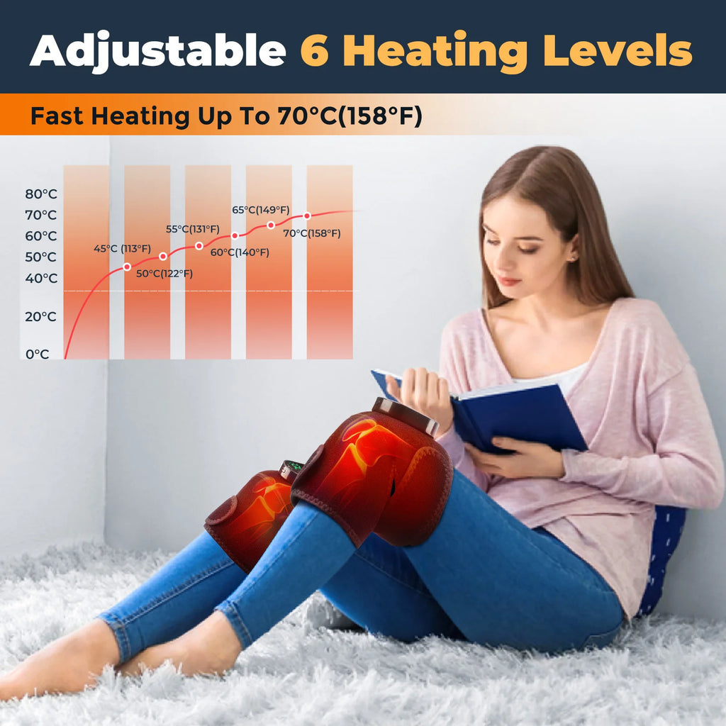 Thermal Knee Massager 3 in 1 Shoulder Knee Elbow Heating Massage Support Brace Rechargeable Vibration Pad Arthritis Muscle Relax