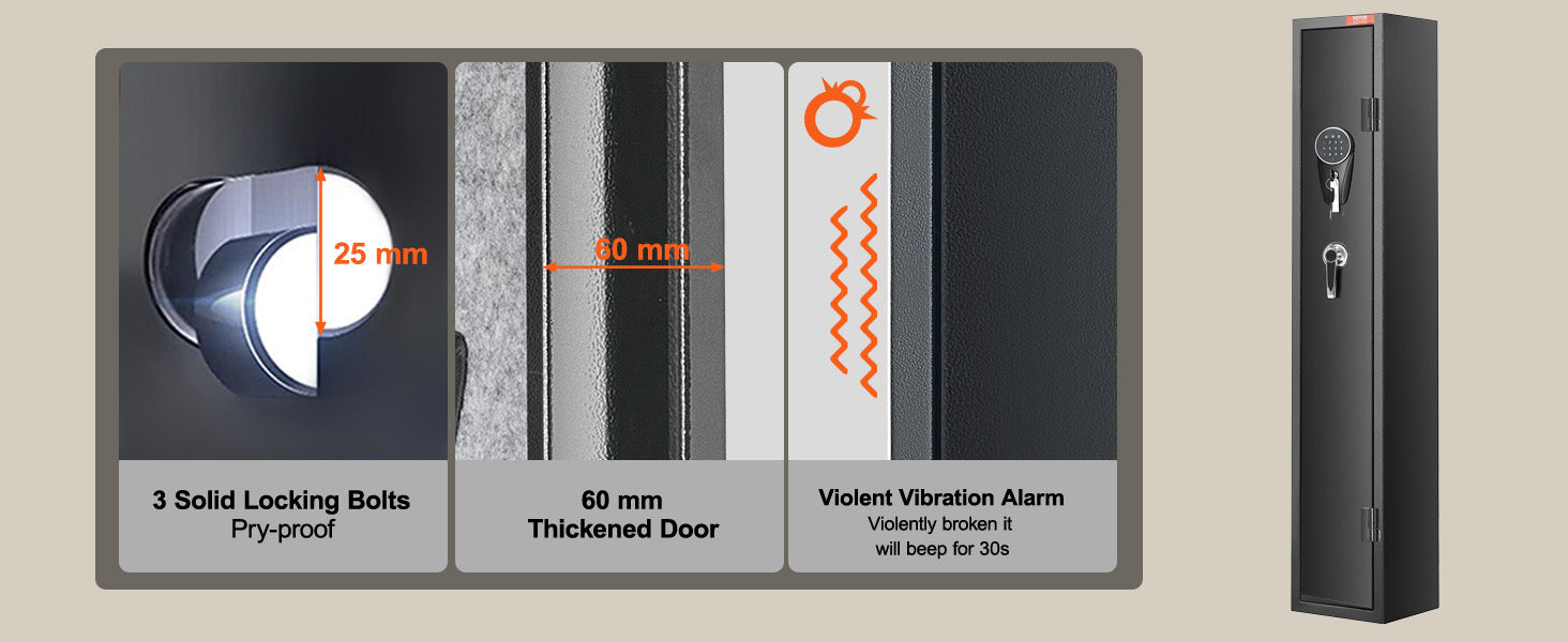 SucceBuy 3-8 Rifles Gun Safe w/ Digital Keypad & Lock Gun Storage Cabinet with Removable Storage Shelf for Home Long Gun Pistols